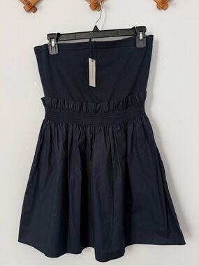 Sundays by Anthropologie Strapless Navy paper bag Waist Dress Medium